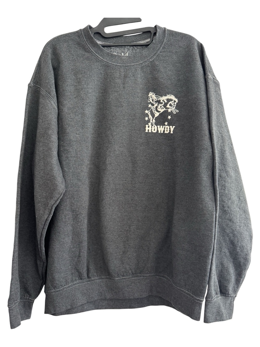 Golden Hour Charcoal Grey Howdy Cowboy Sweatshirt Crewneck M/L - Picture 2 of 4